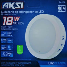 Cargar imagen en el visor de la galería, LUMINARIO LED DE SOBREPONER CIRCULAR 18W LUZ BLANCA