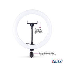 Cargar imagen en el visor de la galería, Aro de luz multitonalidad (luz fría, neutra o cálida) 26 cm