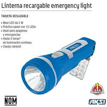 Cargar imagen en el visor de la galería, LINTERNA RECARGABLE CON LUZ DE EMERGENCIA