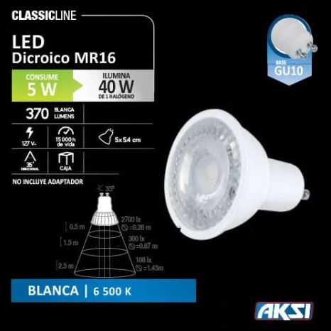 DICROICO LED 6W GU5.3 ILUMINA 6000K LUZ BLANCA – i-Lumina