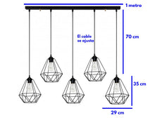 Cargar imagen en el visor de la galería, LÁMPARA COLGANTE CON 5 HERRERÍAS DE DIAMANTE