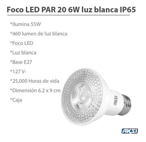FOCO LED PAR 20 IP65 6W LUZ BLANCA