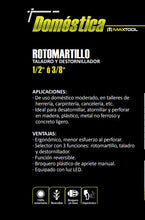 Cargar imagen en el visor de la galería, Rotomartillo, taladro y desatornillador 20V 1/2"