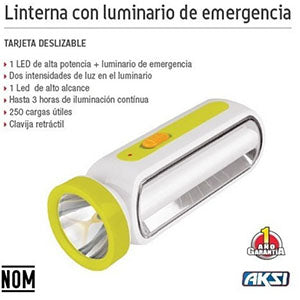 Linterna con luminario de emergencia