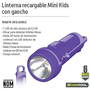 Linterna recargable Mini Kids con gancho