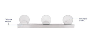 Arbotante Decorativo de LED para baño 3 spots